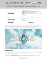 1.77ct Oval Precision Cut Parti Light Teal Montana Sapphire and Princess Cut Diamond Rapids Low Profile Ring in 14k Yellow Gold