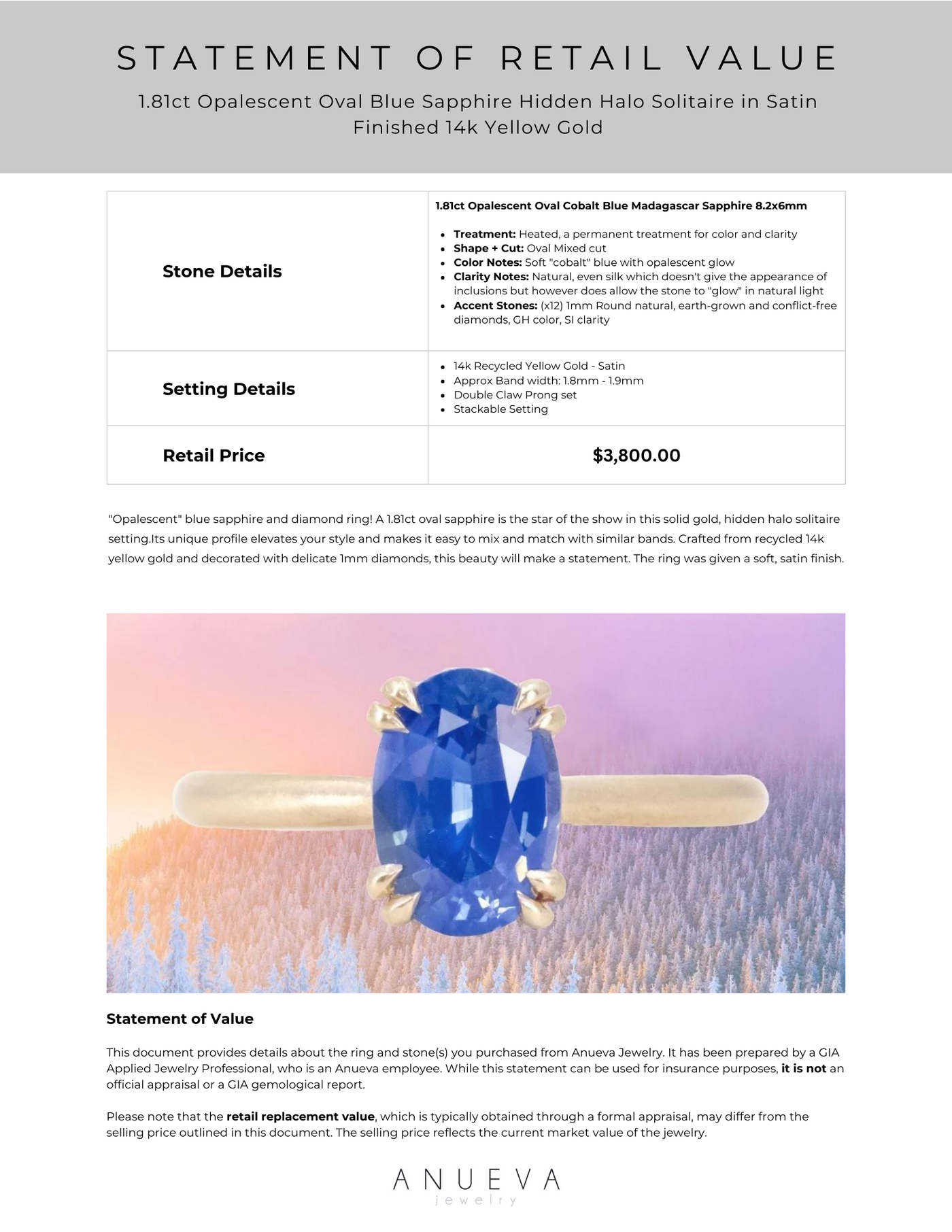 Replacement sapphire for ring hotsell