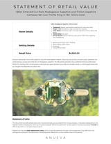 1.86ct Emerald Cut Parti Madagascar Sapphire and Trillion Sapphire Compass Set Low Profile Ring in 18k Yellow Gold