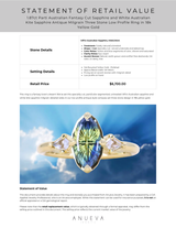 1.87ct Parti Australian Fantasy Cut Sapphire and White Australian Kite Sapphire Antique Milgrain Three Stone Low Profile Ring in 18k Yellow Gold