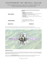 1.94ct Elongated Cushion Cut Light Green Montana Sapphire and French Set Diamond Solitaire in 14K White Gold