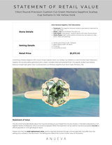 1.94ct Round Precision Cushion Cut Green Montana Sapphire Scallop Cup Solitaire in 14k Yellow Gold