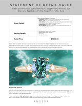 1.98ct Oval Precision Cut Teal Montana Sapphire and Princess Cut Diamond Rapids Low Profile Ring in 14k Yellow Gold