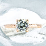 1.44ct Round Precision Cut Montana Sapphire Flat Band 4 Prong Solitaire Evergreen Ring in 14k Yellow Gold