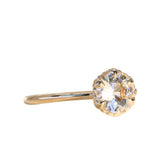 1.14ct Round Silvery White Sri Lankan Sapphire Scallop Cup Solitaire in 14k Yellow Gold