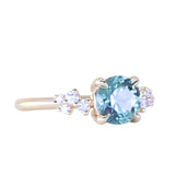 1.47ct Round Untreated Montana Sapphire and Diamond Starry Night Low Profile Solitaire in 14k Yellow Gold