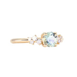 0.75ct Round Untreated Silvery Grey Montana Sapphire and Diamond Starry Night Low Profile Solitaire in 14k Yellow Gold