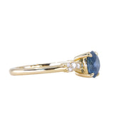 1.60ct Round Vibrant Blue Montana Sapphire and Diamond Starry Night Low Profile Solitaire in 18k Yellow Gold