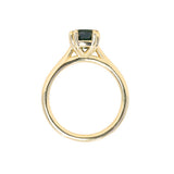 2.03ct Untreated Australian Oval Parti Sapphire Cathedral Double Prong Solitaire in 18k Yellow Gold