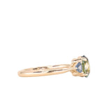 1.68ct Oval Untreated Madagascar Parti Sapphire and Trillion Sapphire Three Stone Low Profile Ring in 14k Yellow Gold