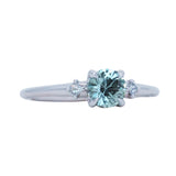 0.90ct Round Steely Blue Green Montana Sapphire and Princess Cut Diamond Rapids Low Profile Ring in 14k White Gold