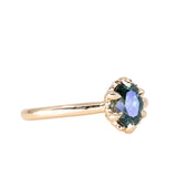 1.30ct Oval Deep Teal Green Montana Sapphire Scallop Cup Solitaire in 14k Yellow Gold