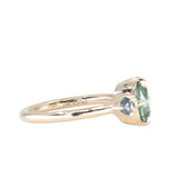 1.55ct Cushion Cut Montana Sapphire and Trillion Sapphire Antique Compass Set Low Profile Ring in 14k Yellow Gold