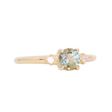 0.71ct Bicolor Round Montana Sapphire and Princess Cut Diamond Rapids Low Profile Ring in 18k Yellow Gold