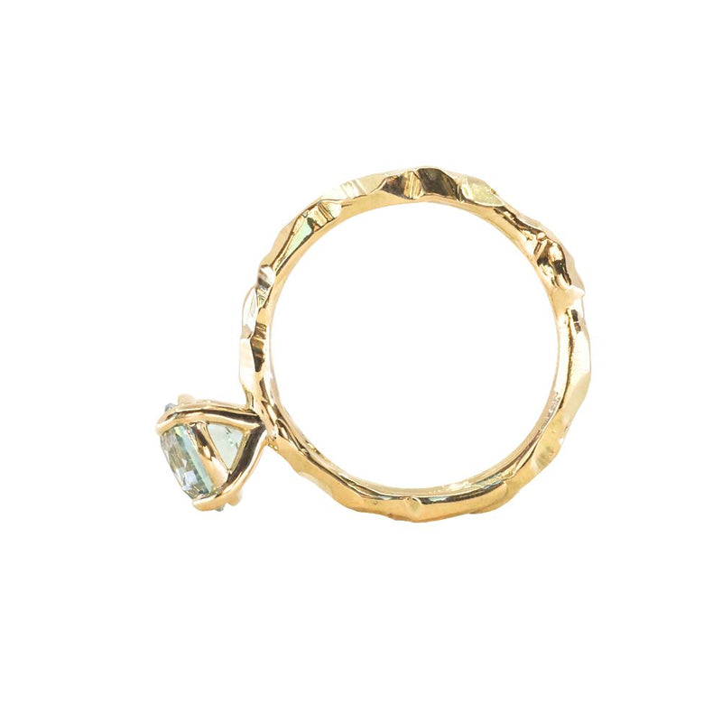 1.64ct Round "Hearts & Arrows" Cut Untreated Montana Sapphire 4 Prong Solitaire Evergreen Ring in 18k Yellow Gold