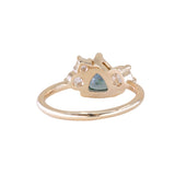 1.23ct Teal Montana Sapphire and Genuine Antique Diamond Mountainscape Ring in 14k Yellow Gold