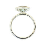 2.17ct Minty Madagascar Elongated Hexagon Sapphire Bezel Set Diamond Halo Ring in Green Gold