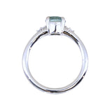1.20ct Untreated Round Aqua Montana Sapphire and Princess Cut Diamond Rapids Low Profile Ring in 14k White Gold