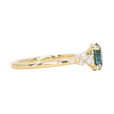 1.26ct Untreated Nigerian Oval Teal Blue Sapphire and Diamond Starry Night Stackable Solitaire in 18k Yellow Gold