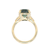 7.19ct Oval Light Teal Seafoam Madagascar Sapphire and Princess Cut Diamond Rapids Low Profile Ring in 18k Yellow Gold