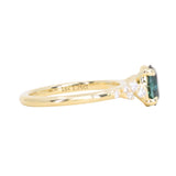 1.26ct Untreated Nigerian Oval Teal Blue Sapphire and Diamond Starry Night Stackable Solitaire in 18k Yellow Gold