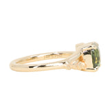 1.75ct Multicolor Cushion Cut Madagascar Sapphire in Wandering Vine Low Profile 4 Prong Setting with Diamonds in 14k Yellow