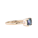 2.51ct Radiant Cut Untreated Madagascar Sapphire and Diamond Low Profile East-West Ring in 14k Yellow Gold