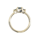 1.22ct Emerald Cut Untreated Montana Sapphire and Montana Sapphire Sides Three Stone Ring in 18k Yellow Gold