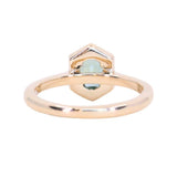1.11ct Oval Untreated Montana Sapphire Hexagon Diamond Halo Stackable Ring in 14k Yellow Gold