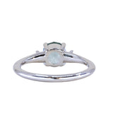 1.20ct Untreated Round Aqua Montana Sapphire and Princess Cut Diamond Rapids Low Profile Ring in 14k White Gold