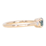0.80ct Round Montana Sapphire and Princess Cut Diamond Rapids Low Profile Ring in 14k Yellow Gold