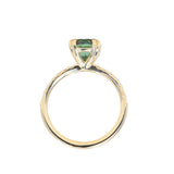 1.97ct Untreated Round Nigerian Teal Green Sapphire Double Prong Solitaire with Pave Set Diamonds in 18k Yellow Gold
