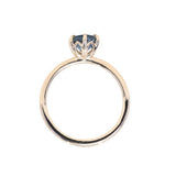 1.08ct Round Azure Blue Montana Sapphire Lotus Solitaire in 14k Yellow Gold