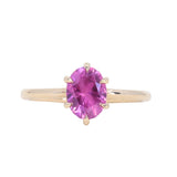 1.37ct Oval Untreated Pink Burmese Spinel Lotus Solitaire in 14k Yellow Gold
