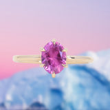 1.37ct Oval Untreated Pink Burmese Spinel Lotus Solitaire in 14k Yellow Gold