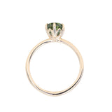 1.56ct Oval Australian Green and Teal Sapphire Lotus Solitaire in 14k Yellow Gold