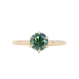 1.30ct Round Untreated Deep Green Nigerian Sapphire Lotus Solitaire in 14k Yellow Gold