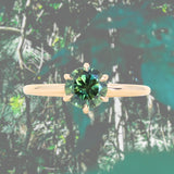 1.30ct Round Untreated Deep Green Nigerian Sapphire Lotus Solitaire in 14k Yellow Gold