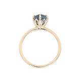 2.22ct Oval Blue Opalescent Untreated Nigerian Sapphire Lotus Solitaire in 14k Yellow Gold