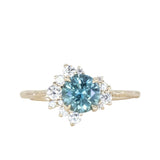 1.29ct Blue Montana Sapphire and Diamond Asymmetrical Cluster Ring in 14k Yellow Gold with Evergreen finish