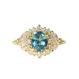 1.22ct Madagascar Geo Oval Sapphire and Diamond Floral Halo in 18k Yellow Gold
