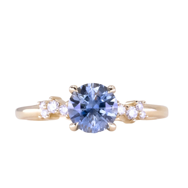 1.36ct Lavender Purple-Blue Montana Sapphire and Diamond Starry Night Low Profile Solitaire in 14k Yellow Gold