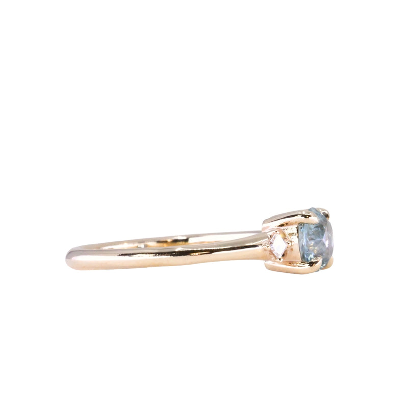 0.80ct Untreated Montana Sapphire and Princess Cut Diamond Rapids Low Profile Ring in 14k Yellow Gold