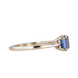 1.36ct Parti Blue Emerald Cut Montana Sapphire Low Profile East West Solitaire in 14k Yellow Gold