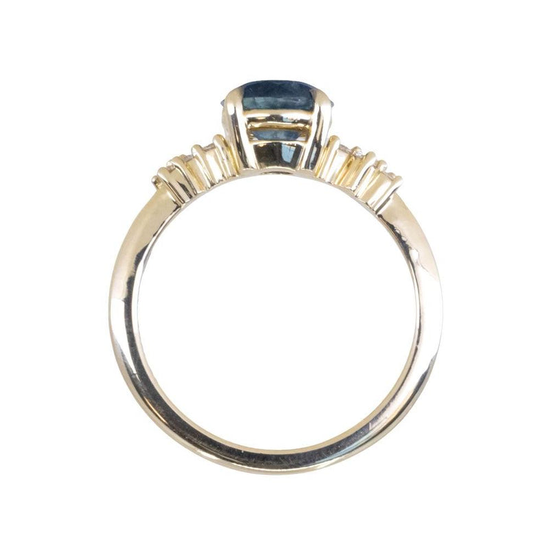 1.60ct Round Vibrant Blue Montana Sapphire and Diamond Starry Night Low Profile Solitaire in 18k Yellow Gold