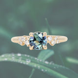 0.88ct Round Madagascar Sapphire and Diamond Starry Night Low Profile Solitaire in 14k Yellow Gold