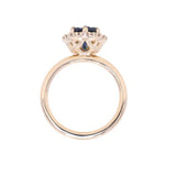 2.35ct Oval Glowy Teal Blue Untreated Nigerian Sapphire Antique-Style Diamond Halo Ring in 14k Yellow Gold