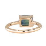 2.51ct Radiant Cut Untreated Madagascar Sapphire and Diamond Low Profile East-West Ring in 14k Yellow Gold