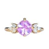 1.79ct Cushion Cut Pink Sapphire and Diamond Cluster Ring in 14k Yellow Gold