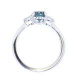 1.22ct Parti Nigerian Blue Sapphire and Lab Diamond Three Stone Ring in 14K White Gold